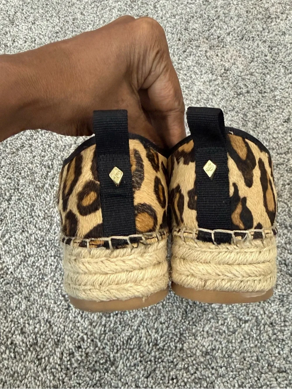 Sam Edelman Carrin Calf Hair Leopard Print Platform Espadrilles Women's US 7